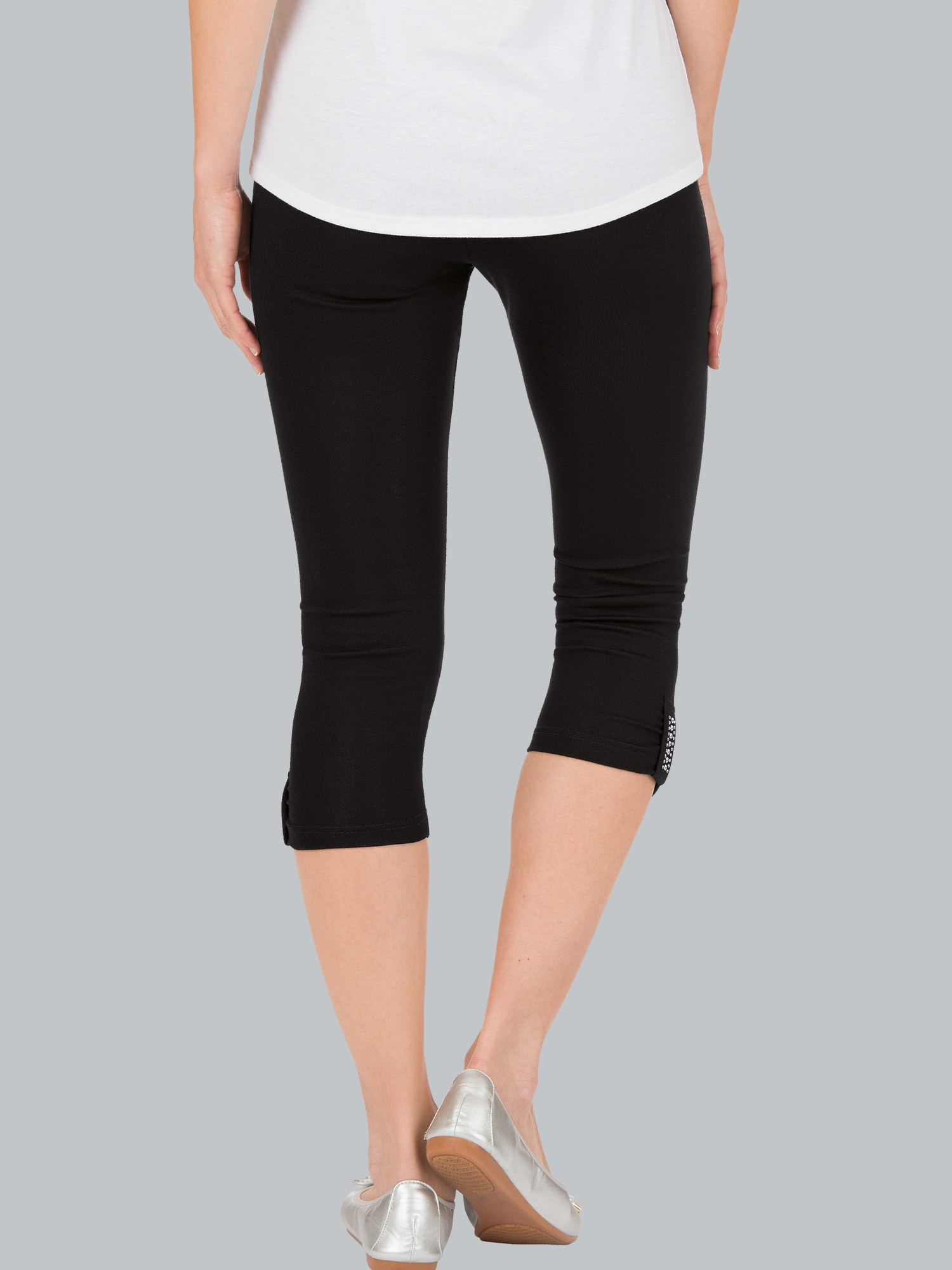 Leggings 7/8 mit Kristallsteinen Schwarz