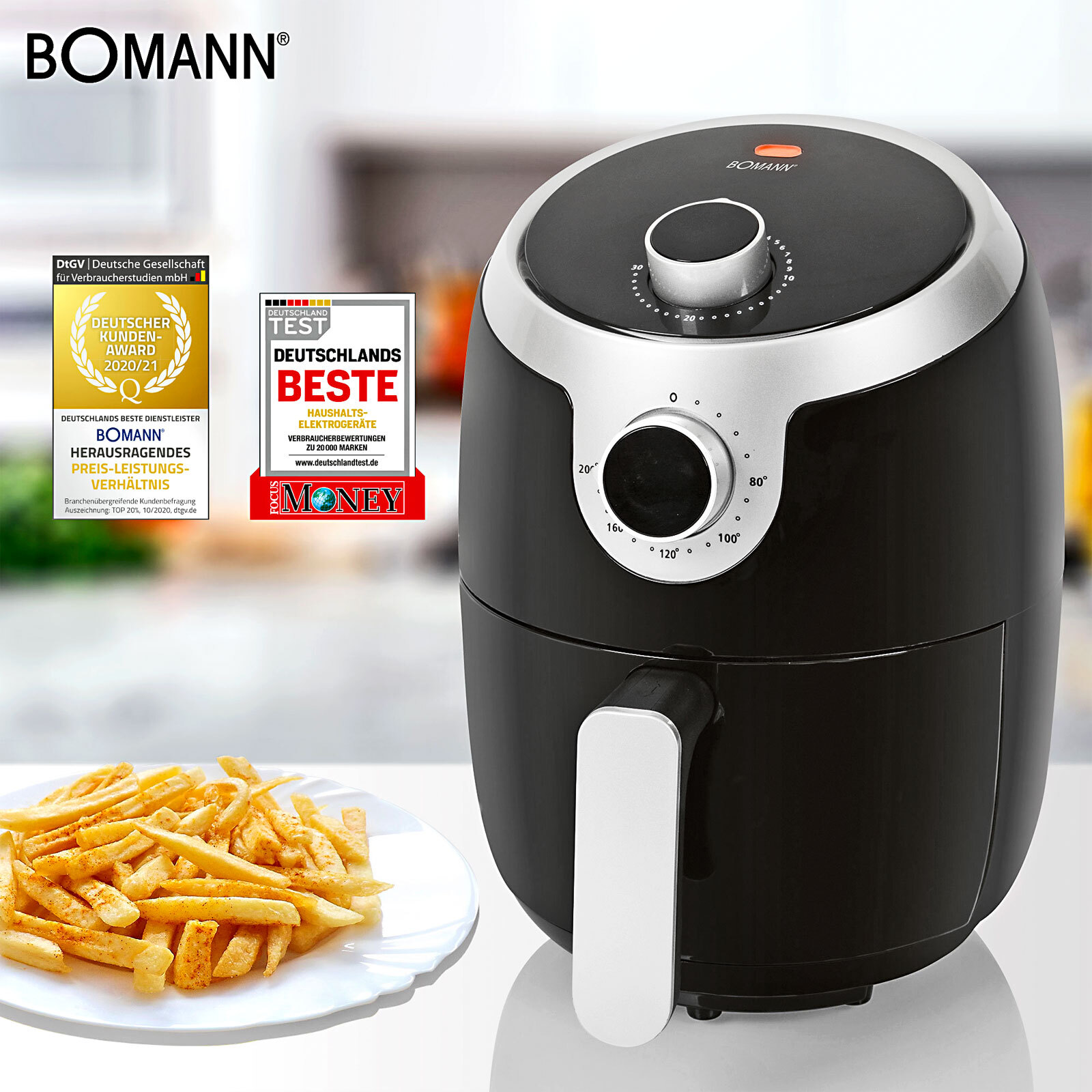 BOMANN Heißluft-Fritteuse FR 6050 H CB 1,8 L schwarz