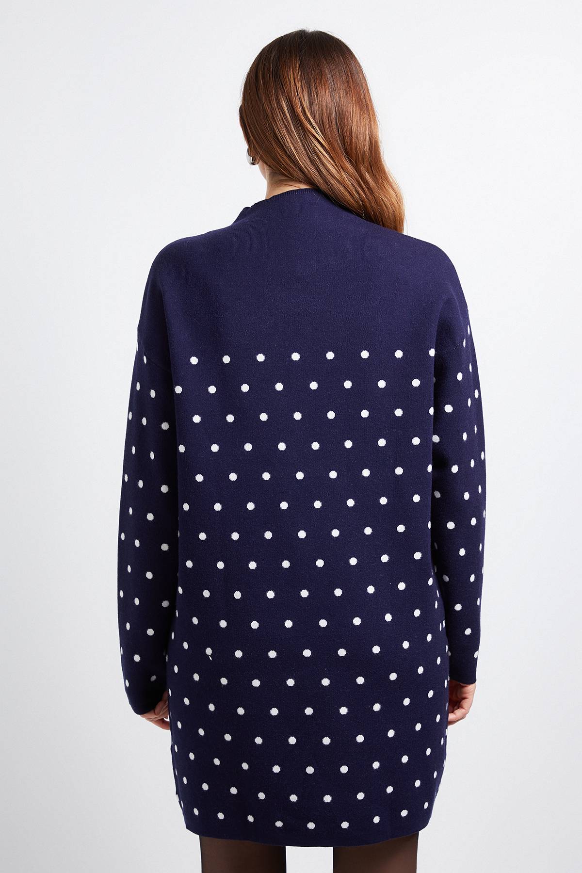 Wallis Robe Col Cheminée Tricotée à Pois