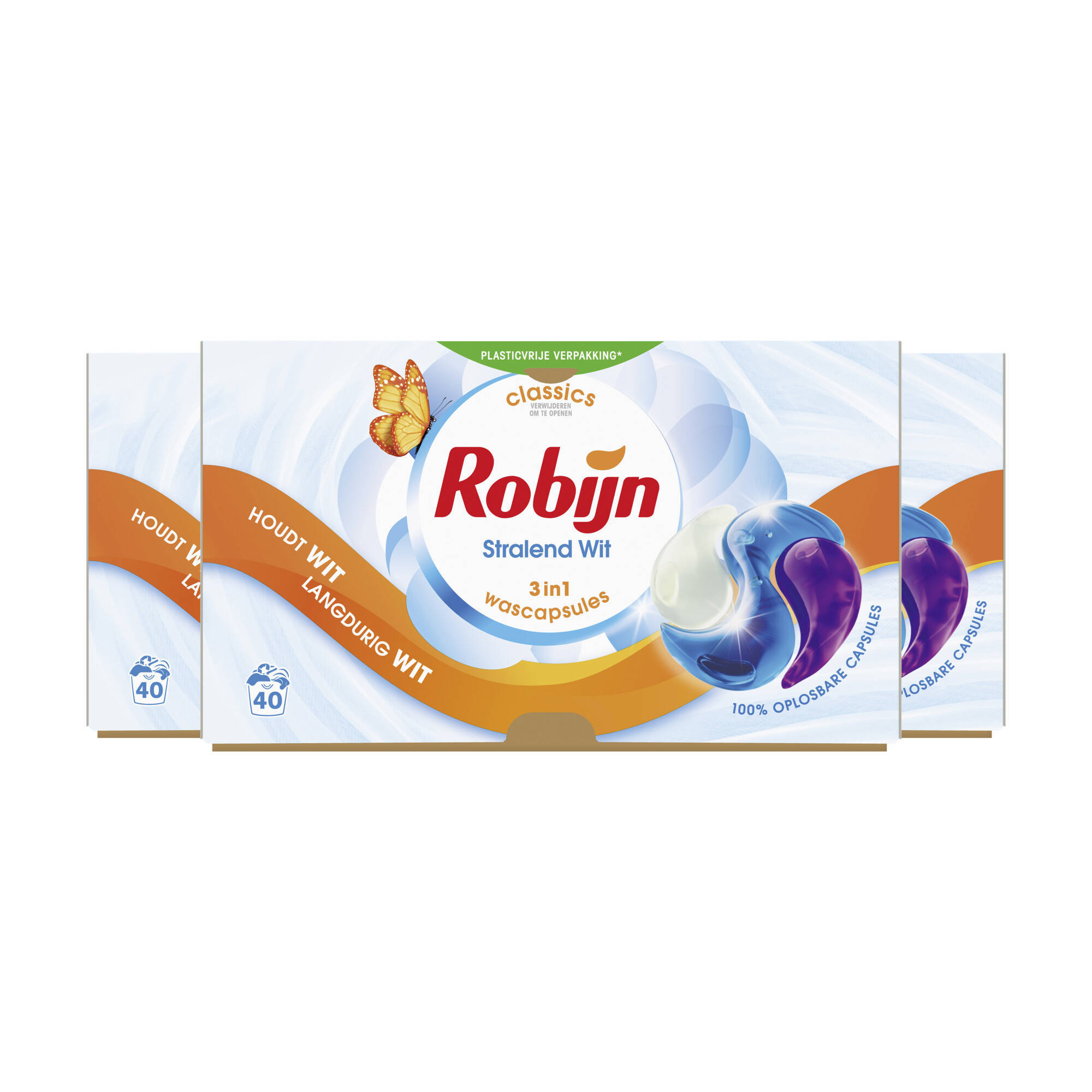 Robijn 3-in-1 wascapsules Stralend Wit - 3 x 40 wasbeurten - 120 wasbeurten