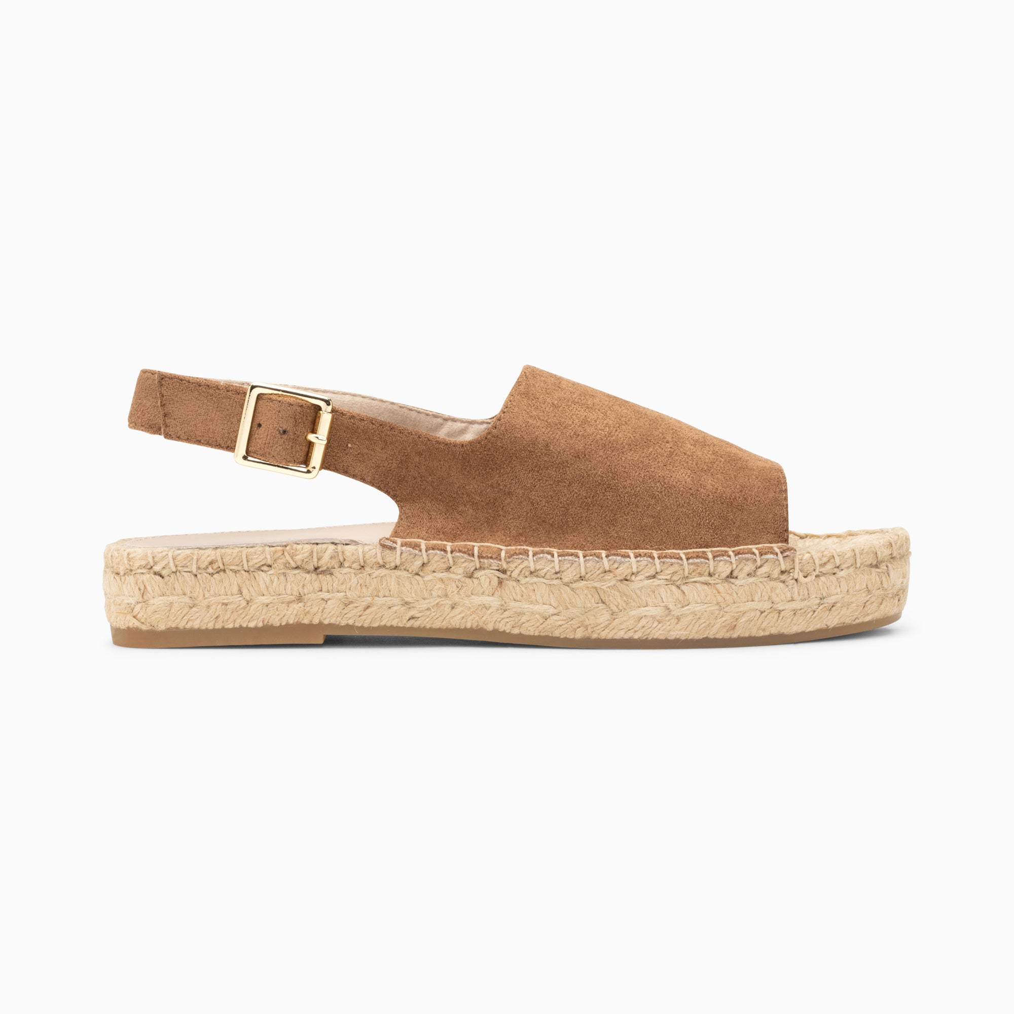 Sandales plates-Sandales Marjolaine noisette à semelle espadrille