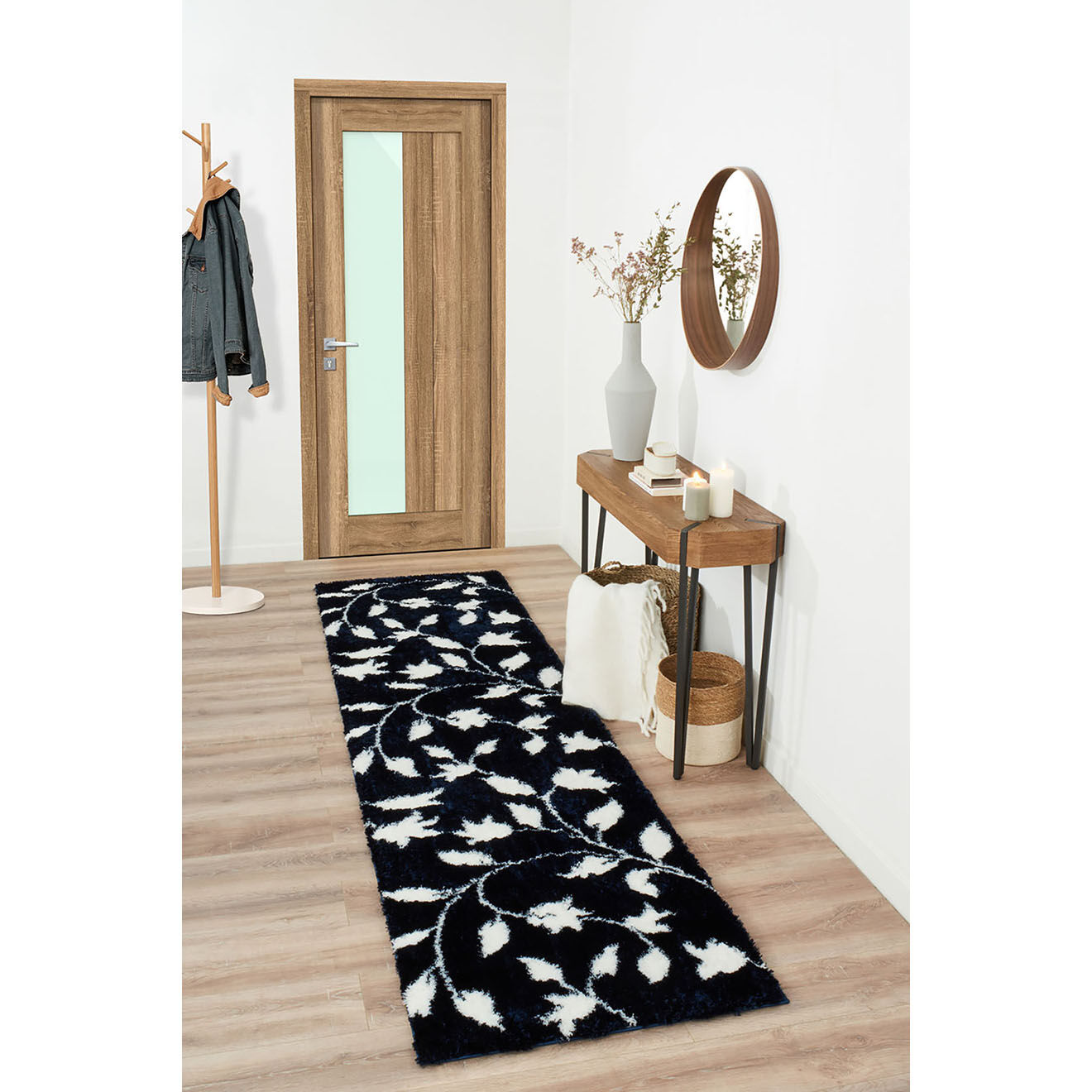 Nazar Rugs Tapis shaggy doux Oslo 637 bleu - 80x300 cm