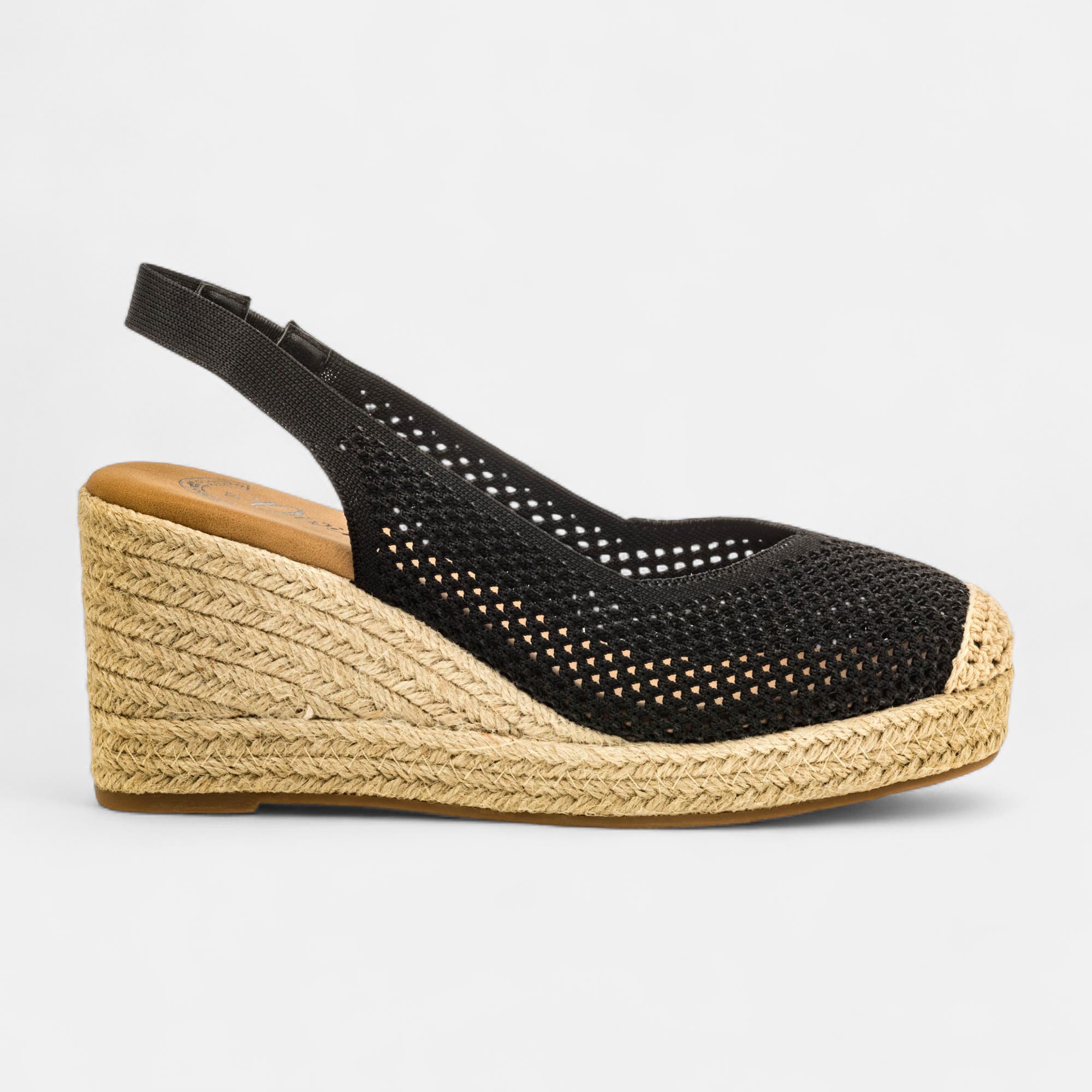 Espadrilles à talon compensé Femme noir