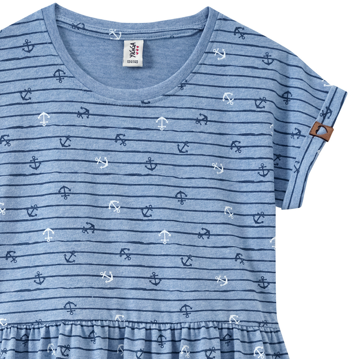 Yigga Mädchen Kleid mit Anker-Motiven hellblau