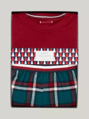 Conjunto de pijama listrado global em caixa de presente