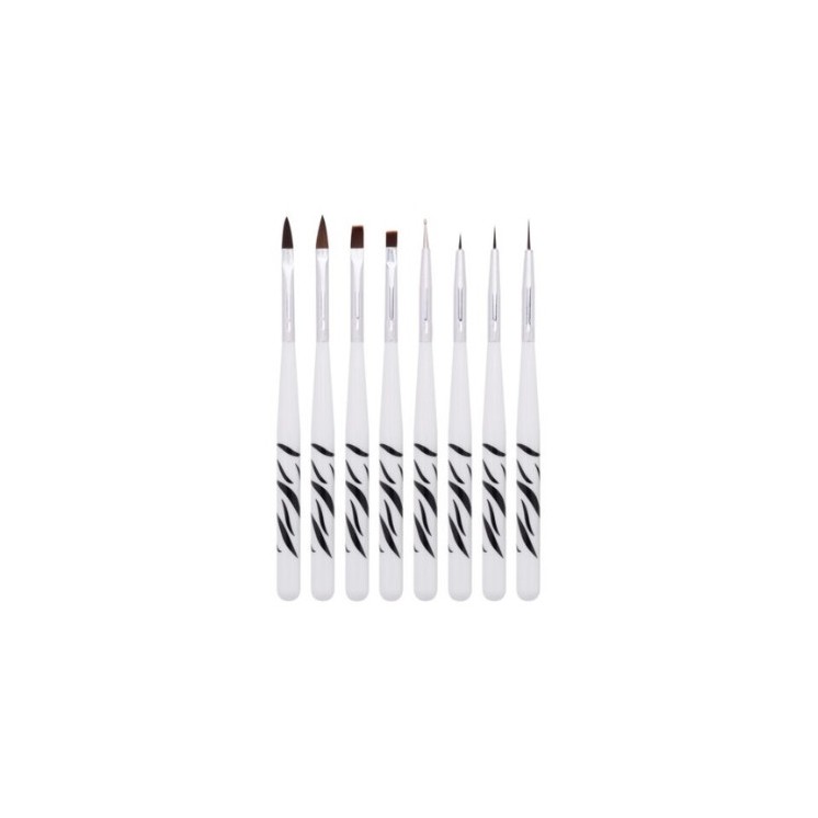 Een set Penselen voor gel, acryl en decoraties Zebra 8 stuks