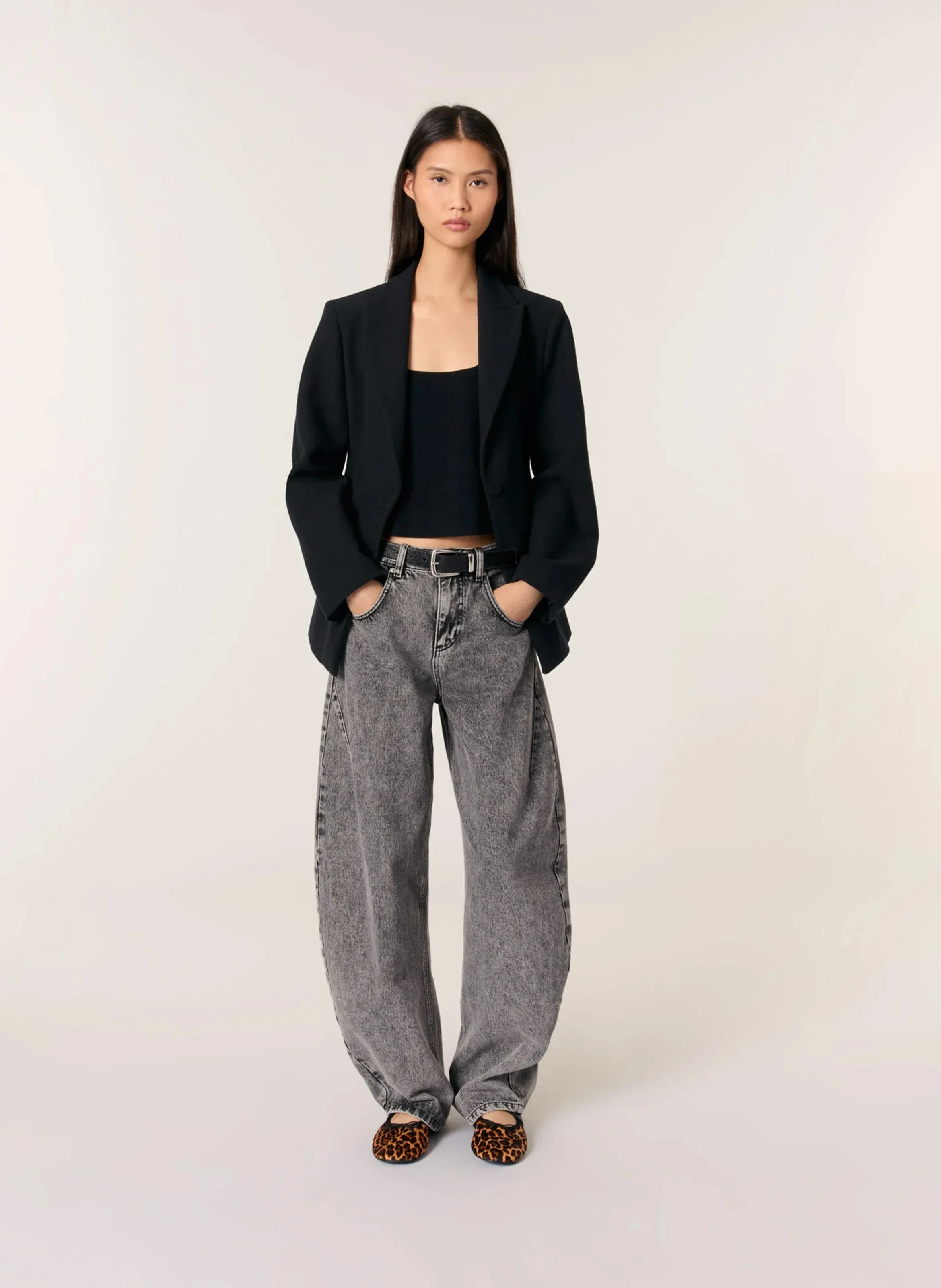Veste de tailleur cintrée en coton mélangé | Noir