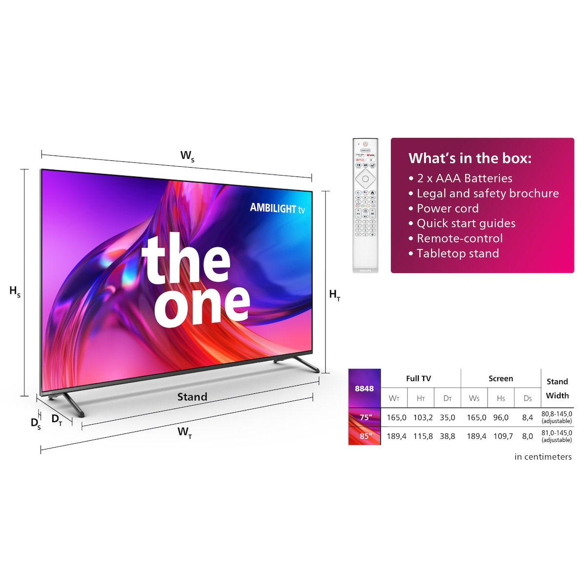 Philips 75” The One PUS8848 4K LED Smart TV (2023)