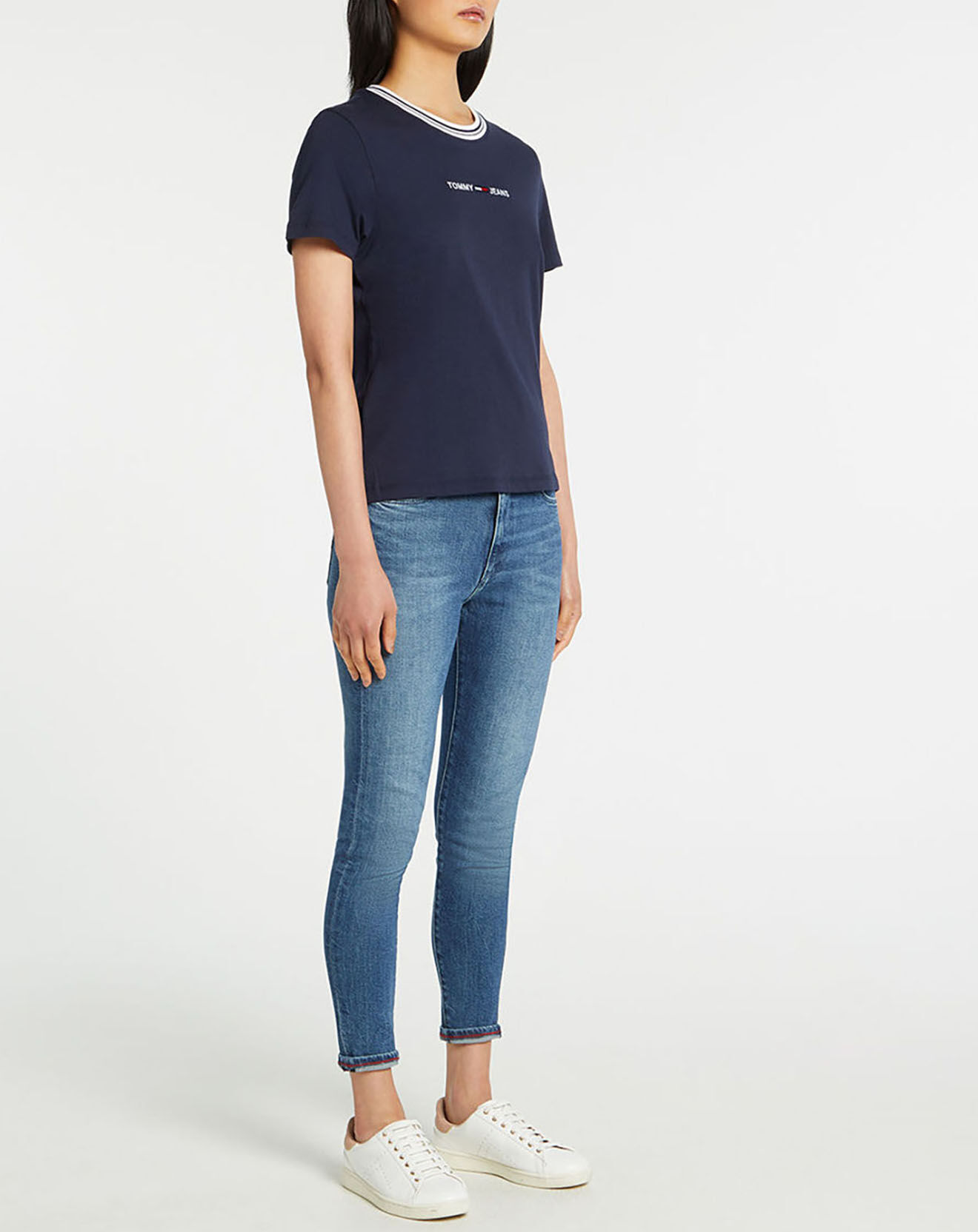 Tommy Jeans T-Shirt logo ringer bleu marine