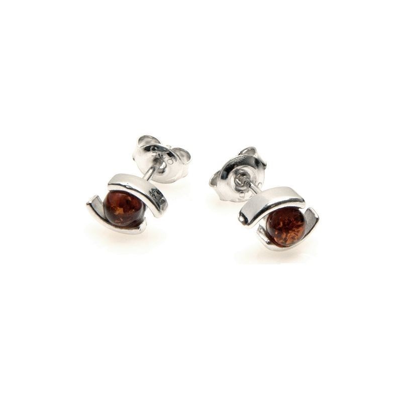 Boucle d'oreille argent 925 Ambre veritable de la mer Baltique