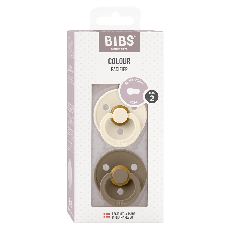 BIBS Pacifier Colour Latex Ivory/Dark Oak Size 2 2pcs