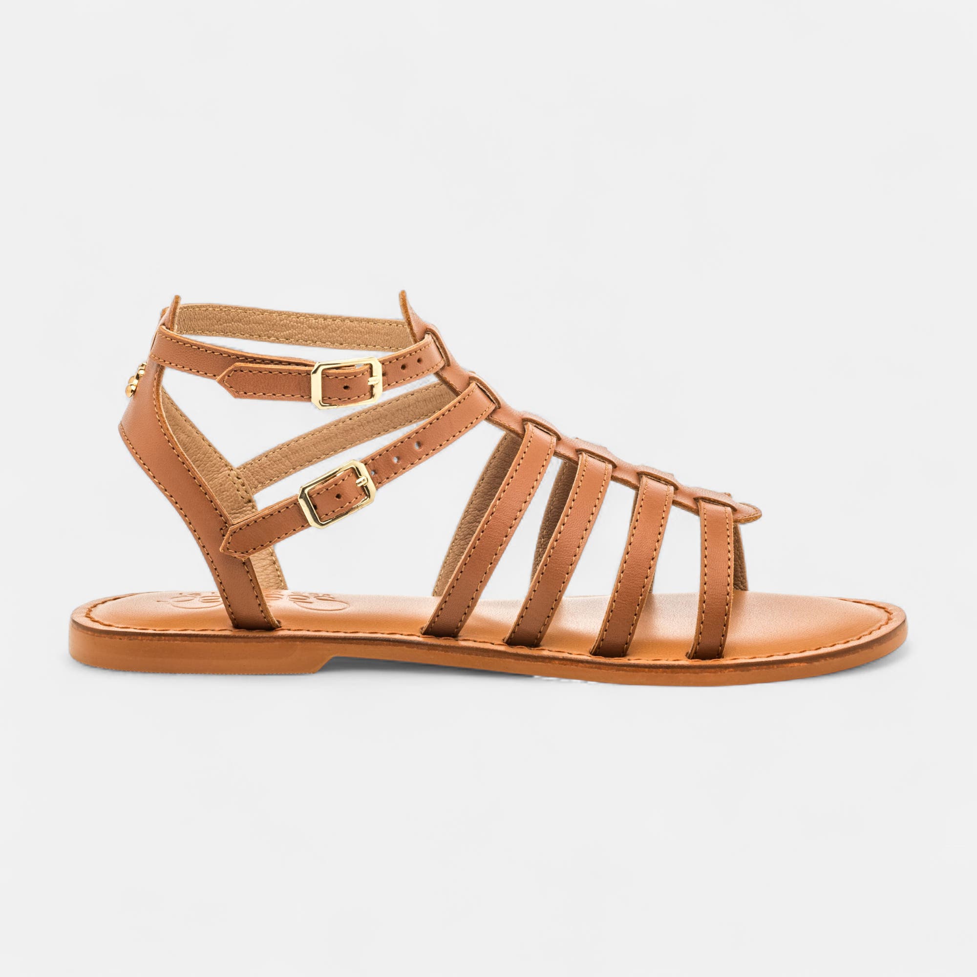 Nu-pieds Femme en cuir cognac