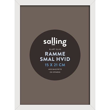 Hvid ramme m. glas - 15x21 cm