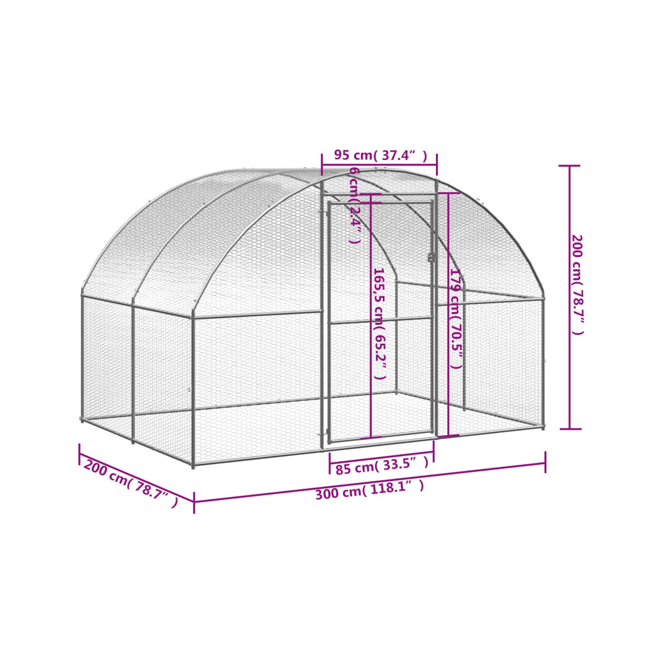 VidaXL Hühnerstall ohne Dach 3 m, 2 m, 2 m
