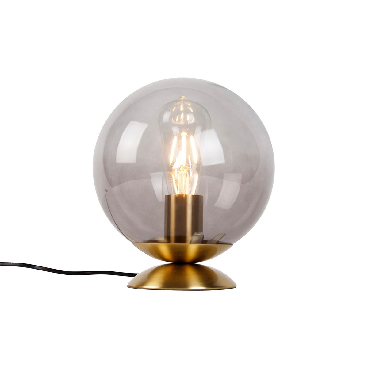 Art deco tafellamp messing met smoke glas - Pallon