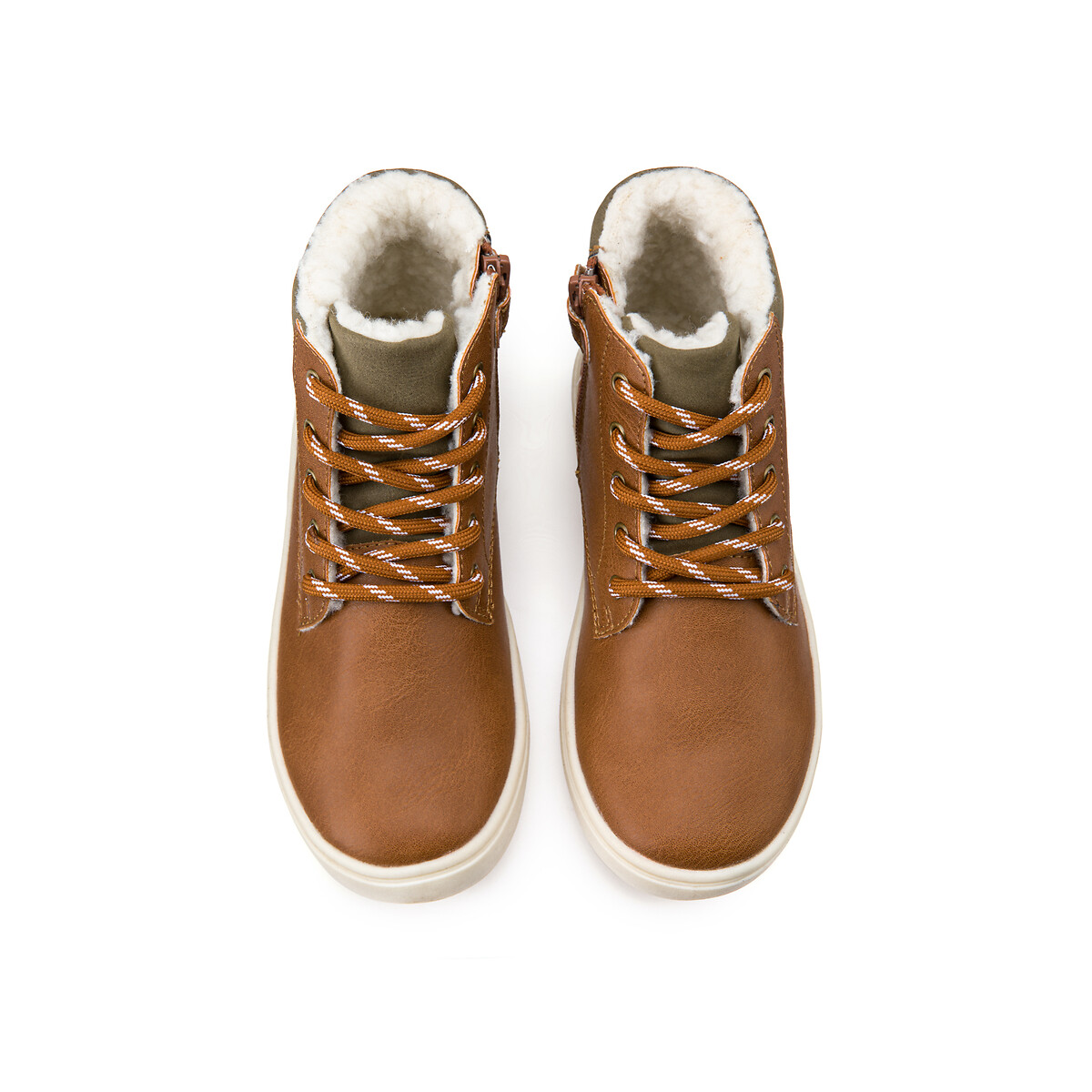 COLEÇÃO LA REDOUTE<br>Botas de cano curto forradas com zíper e cadarços