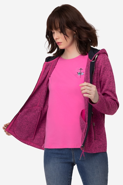 Strickfleece-Jacke, Kapuze, Zipptaschen