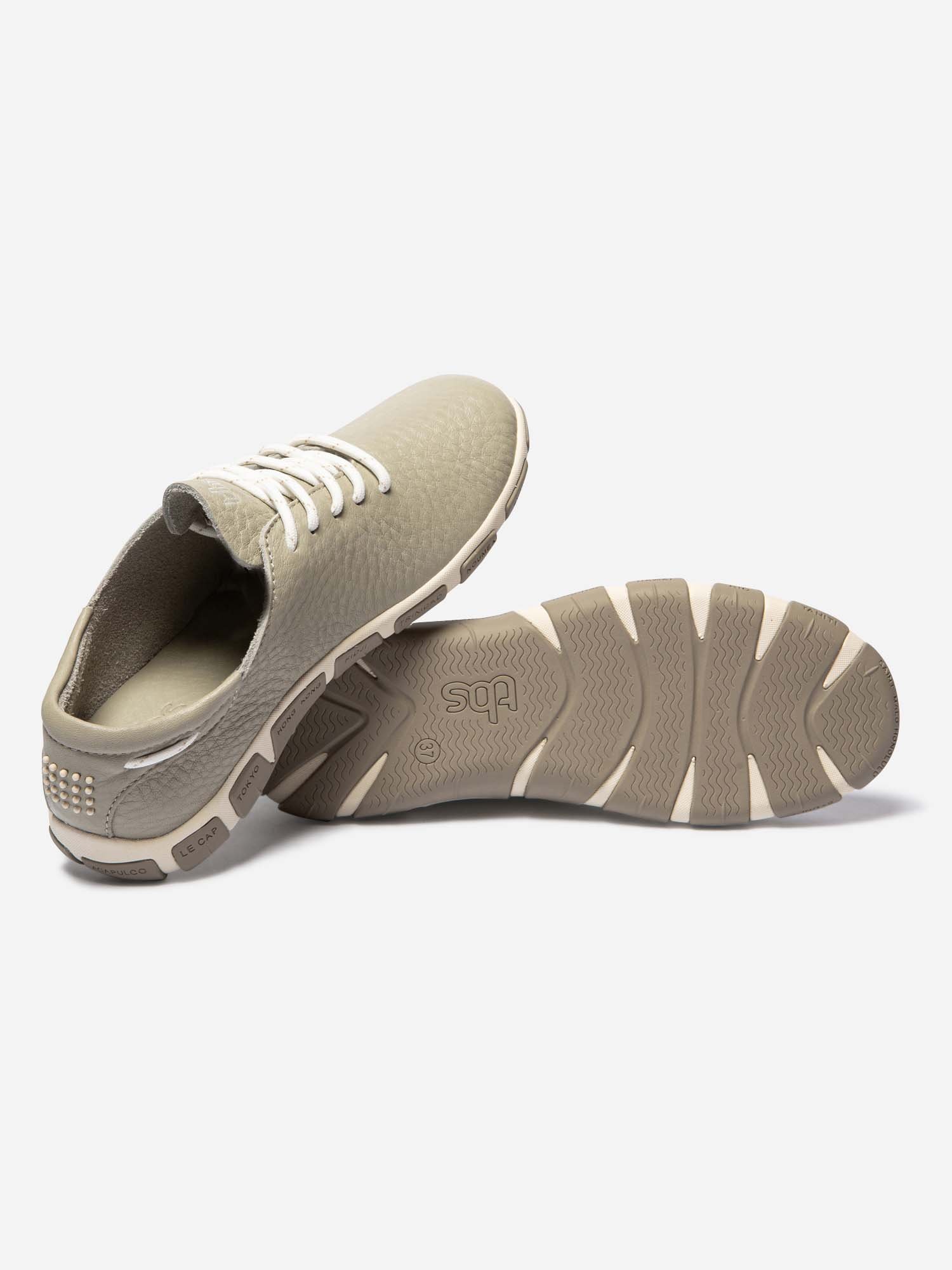 Tennis Femme Confort Cuir Beige
