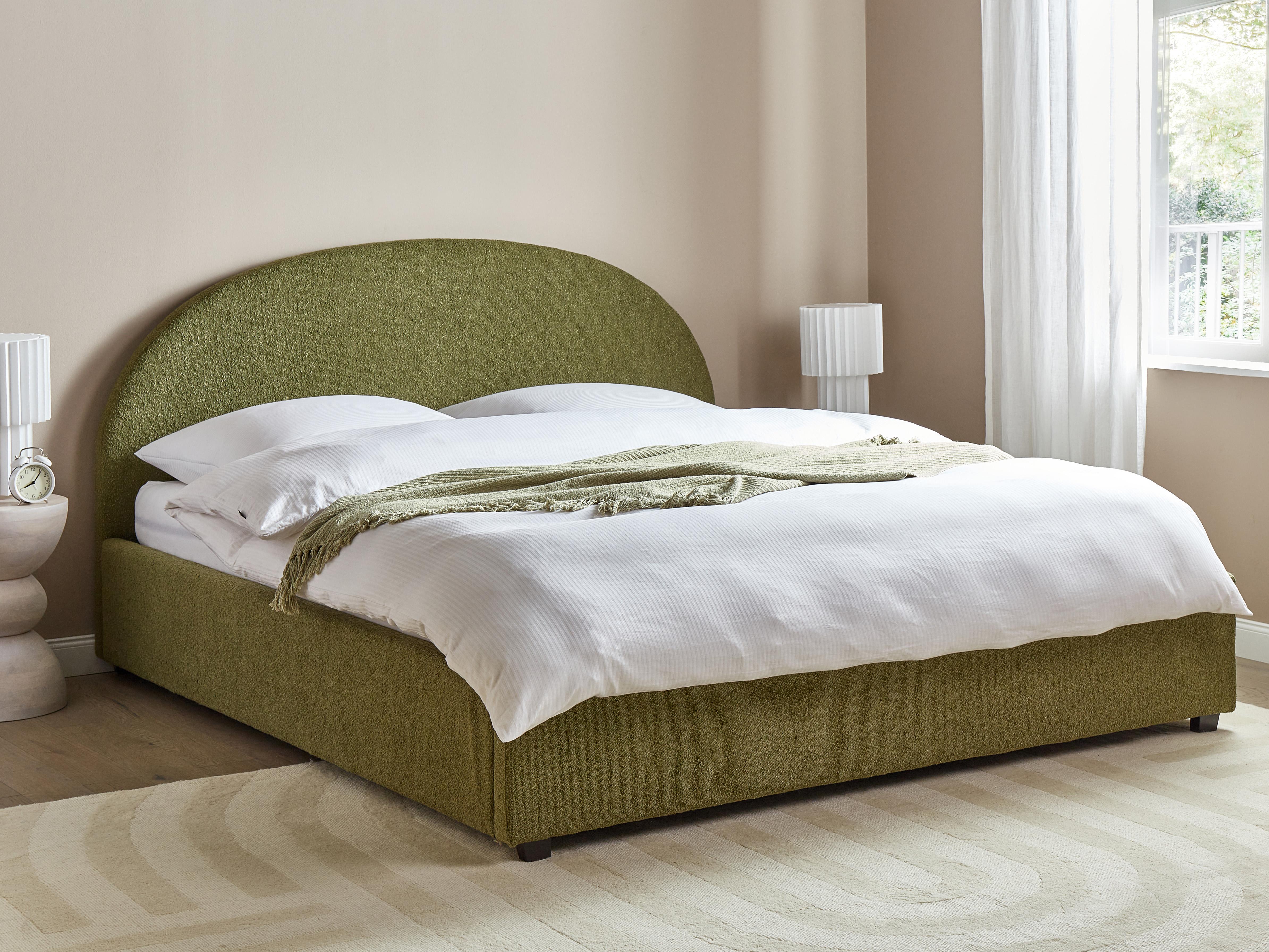 Bed met opbergruimte Bouclé VAUCLUSE 180 x 200 cm Olijfgroen