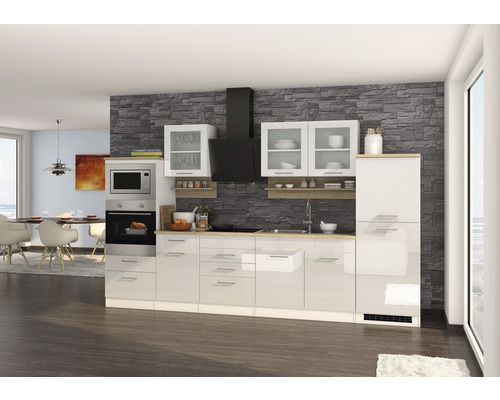 Held Furniture keukenblok zonder apparatuur Milan 330 cm wit hoogglans gedemonteerd 585.1.6210