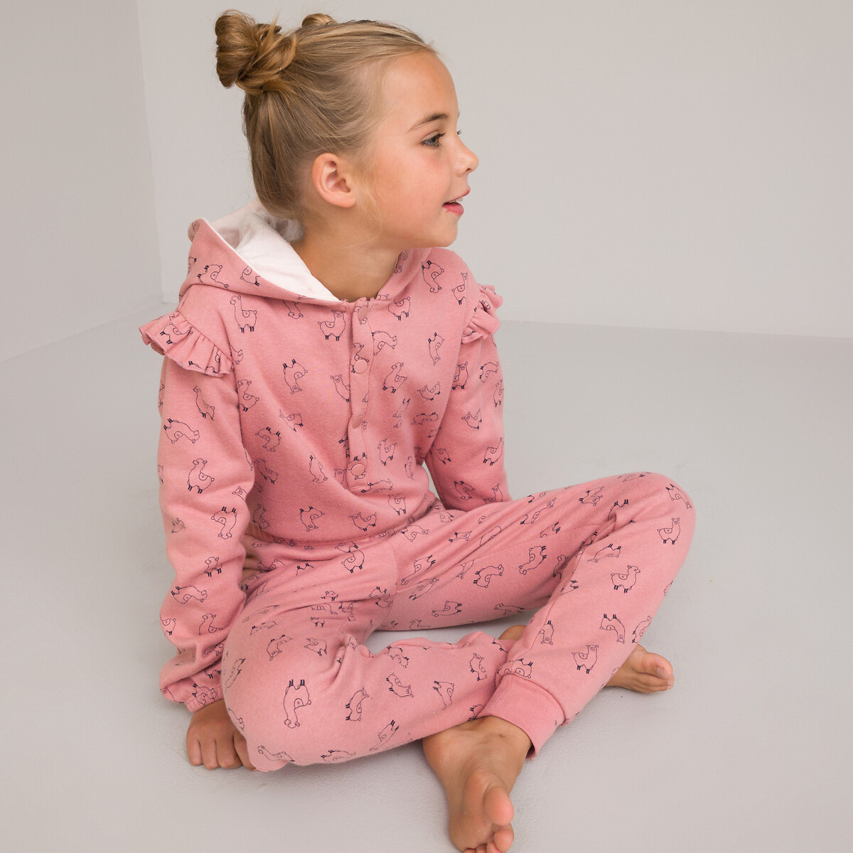 COLEÇÕES LA REDOUTE<br>Macacão curto com capuz, estampa de lhama