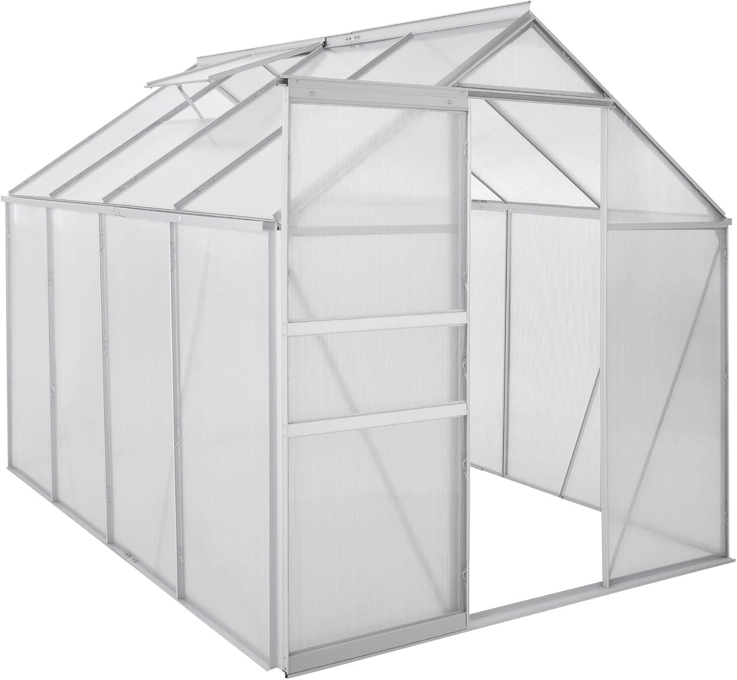 Zelsius Aluminium Gewächshaus 250 x 190 cm | 4 mm Hohlkammerplatten, UV-beständig, Winterfest | Treibhaus, Pflanzenhaus, Tomatenhaus, Frühbeet, Anbau Gewächshaus, Tomatengewächshaus, Gartenhaus