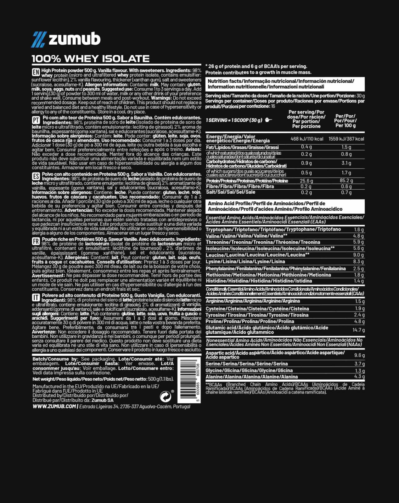 Zumub 100% Whey Isolate 30g