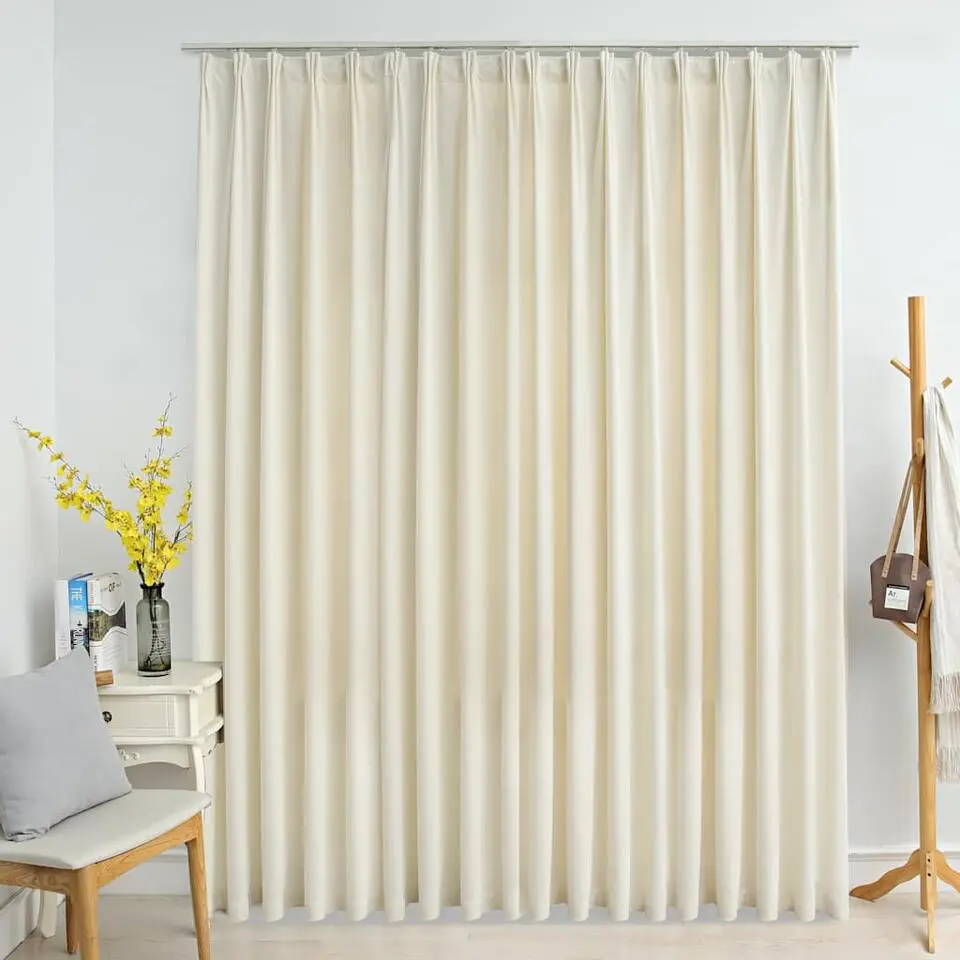 vidaXL - Gordijn verduisterend met haken - Crème - Fluweel - 290 x 245 cm
