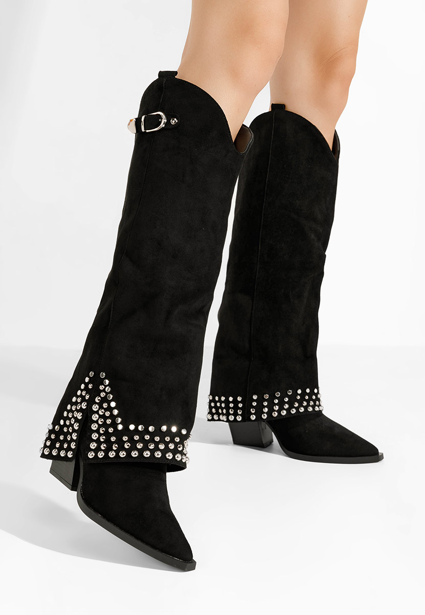 Bottes à talon carré noires Raffaela