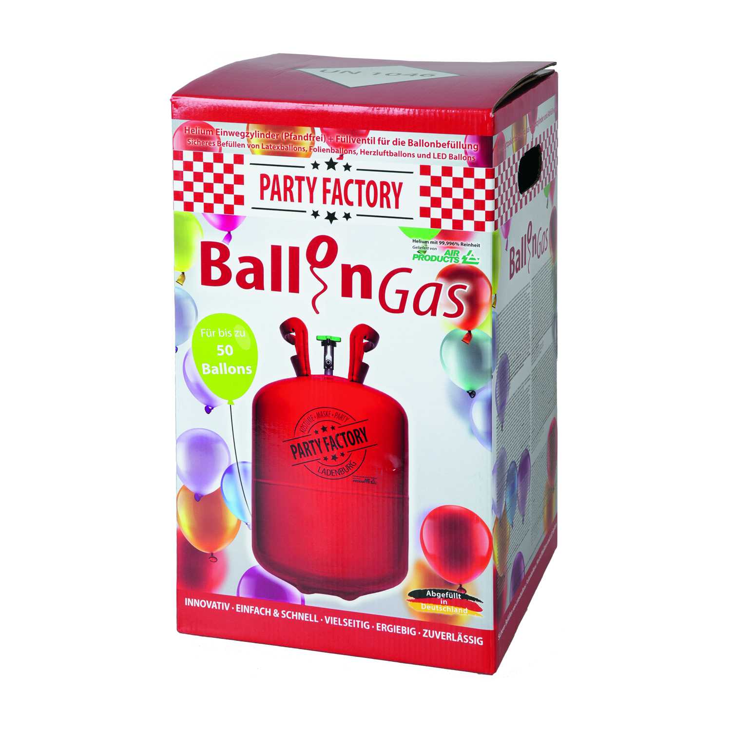 Party Factory Ballongas Helium Flasche für ca. 50 Ballons Einweg