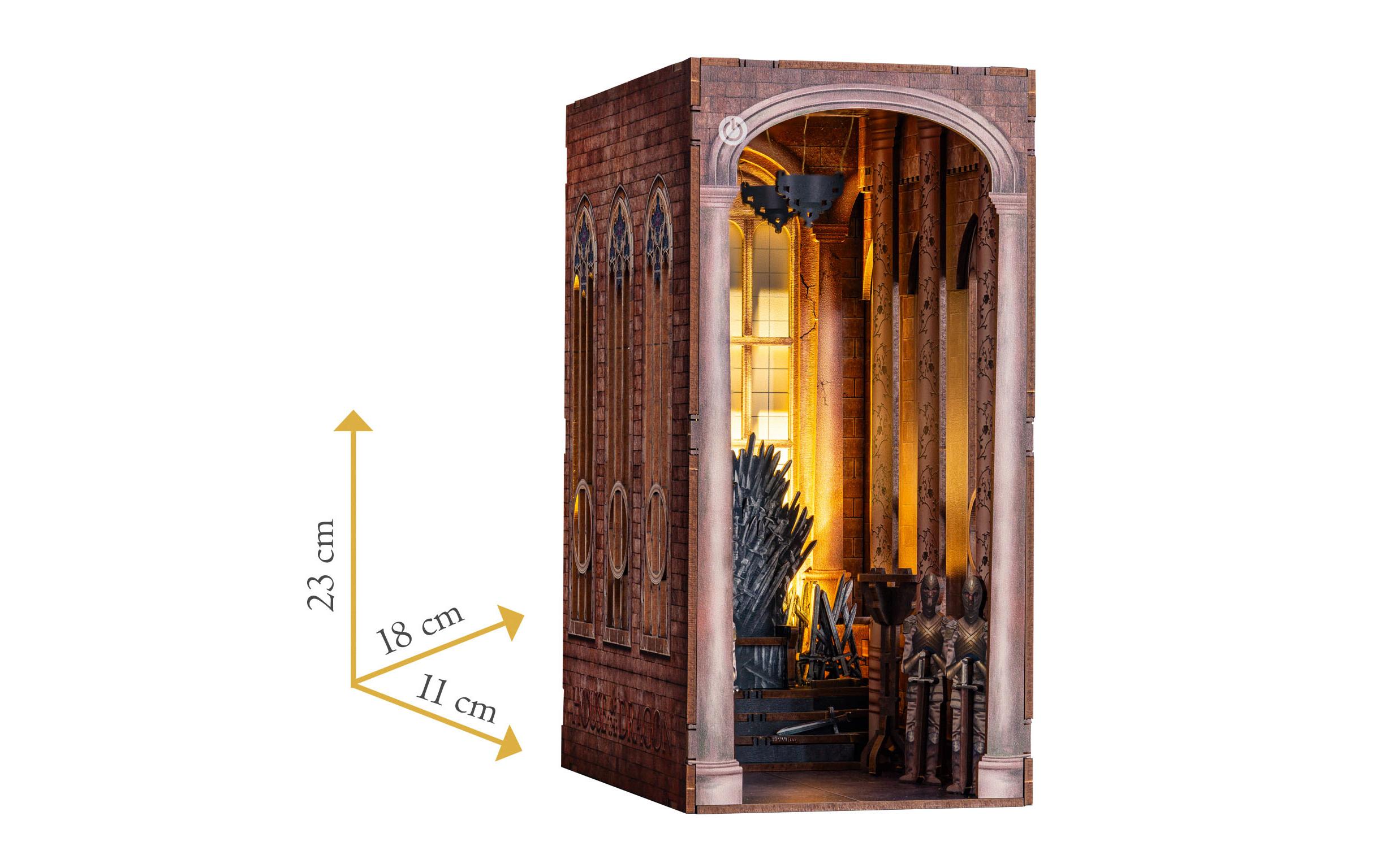 Bausatz Iron Throne Dragon HouseZauberhafte Miniaturwelt mit LED-Beleuchtung für Ihr Bücherregal