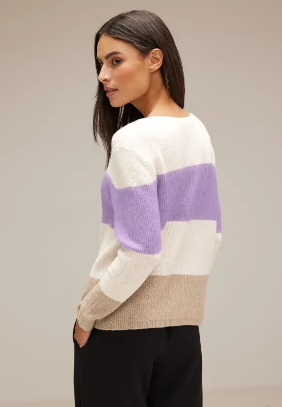 Blockstreifen Pullover - soft pure lilac melange