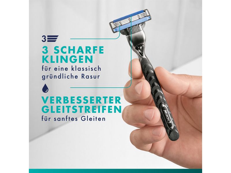 Gillette Herrenrasierer Gillette Mach3 Basis 12er   Handstü Rasierer für Männer mit Gleitstreifen für ein sanftes Gleiten und neuer Klingenbeschichtung