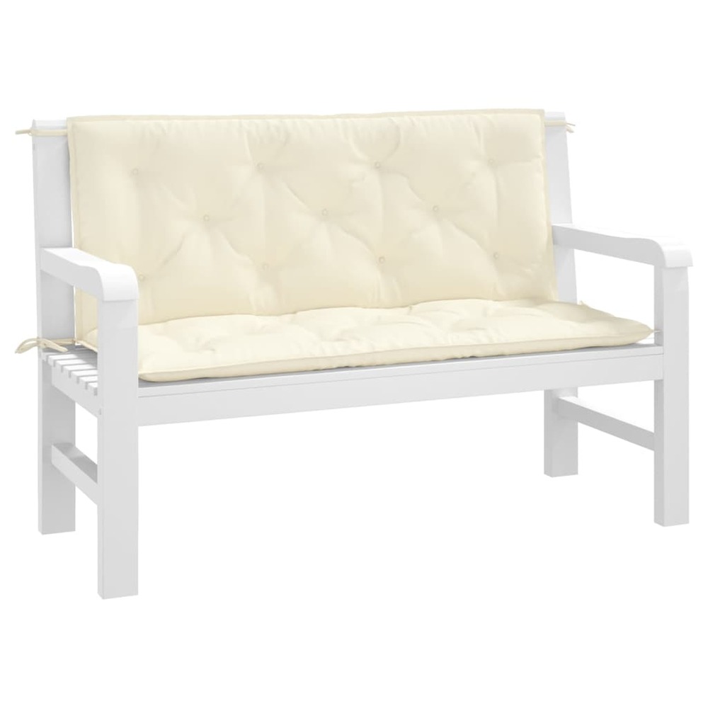 Coussins de banc de jardin 2 pcs blanc crème tissu oxford