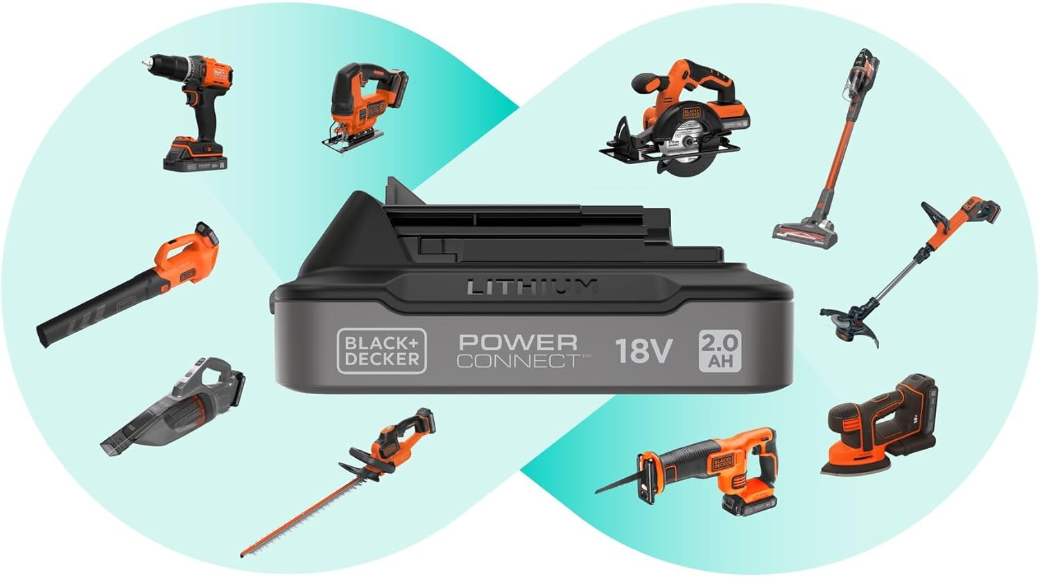 Black+Decker 4in1 Akku-Stielsauger (18V, 2.0Ah, beutelloser Boden- & Handstaubsauger mit Elektrobürste, kabellos, inkl. Fugendüste, Akku, Ladegerät & Wandhalterung) BHFEV182C