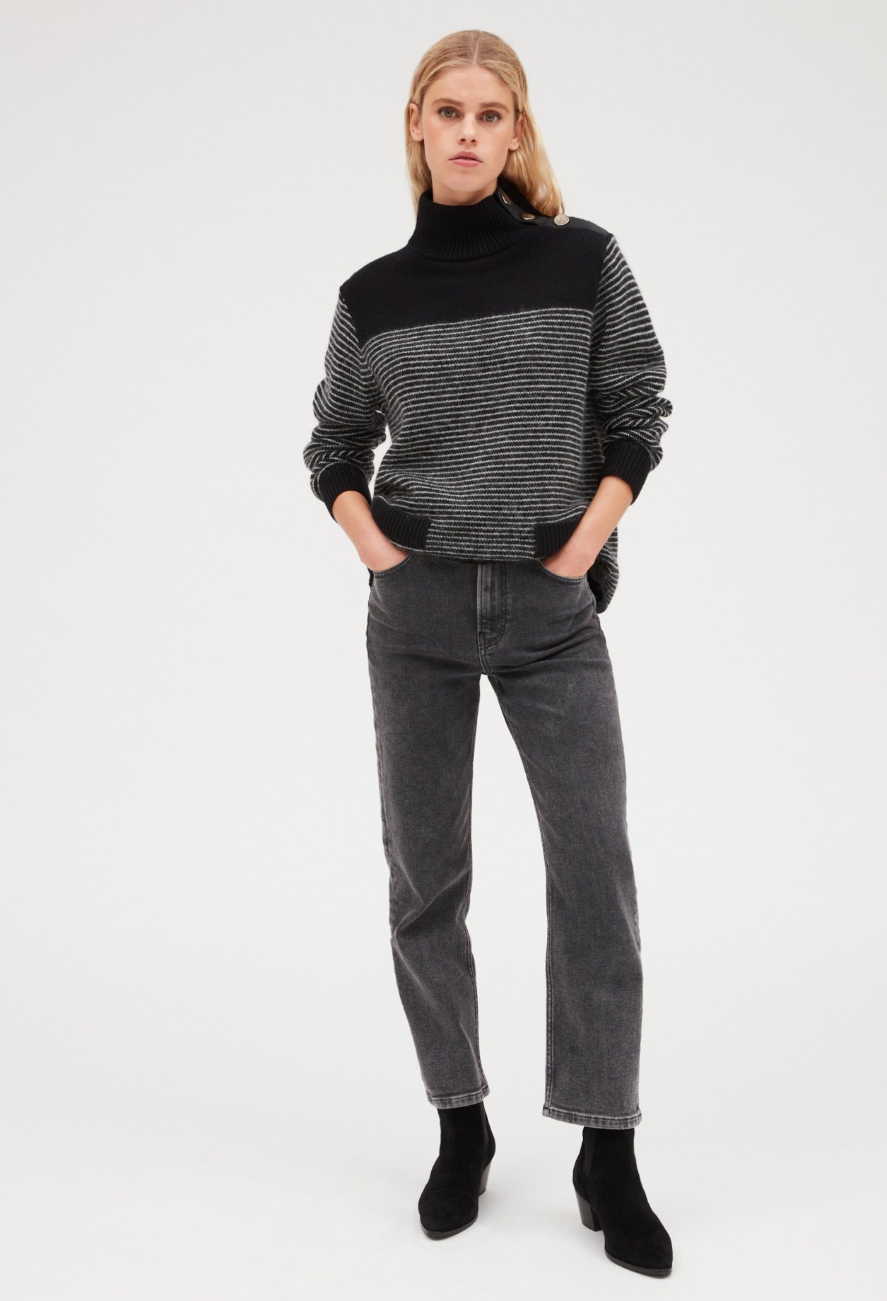 Pull raye maille
