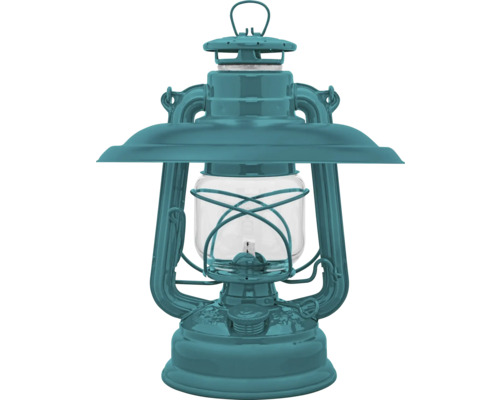 Feuerhand stormlantaarnset, aluminium, blauw/groen, inclusief kap en lampenolie