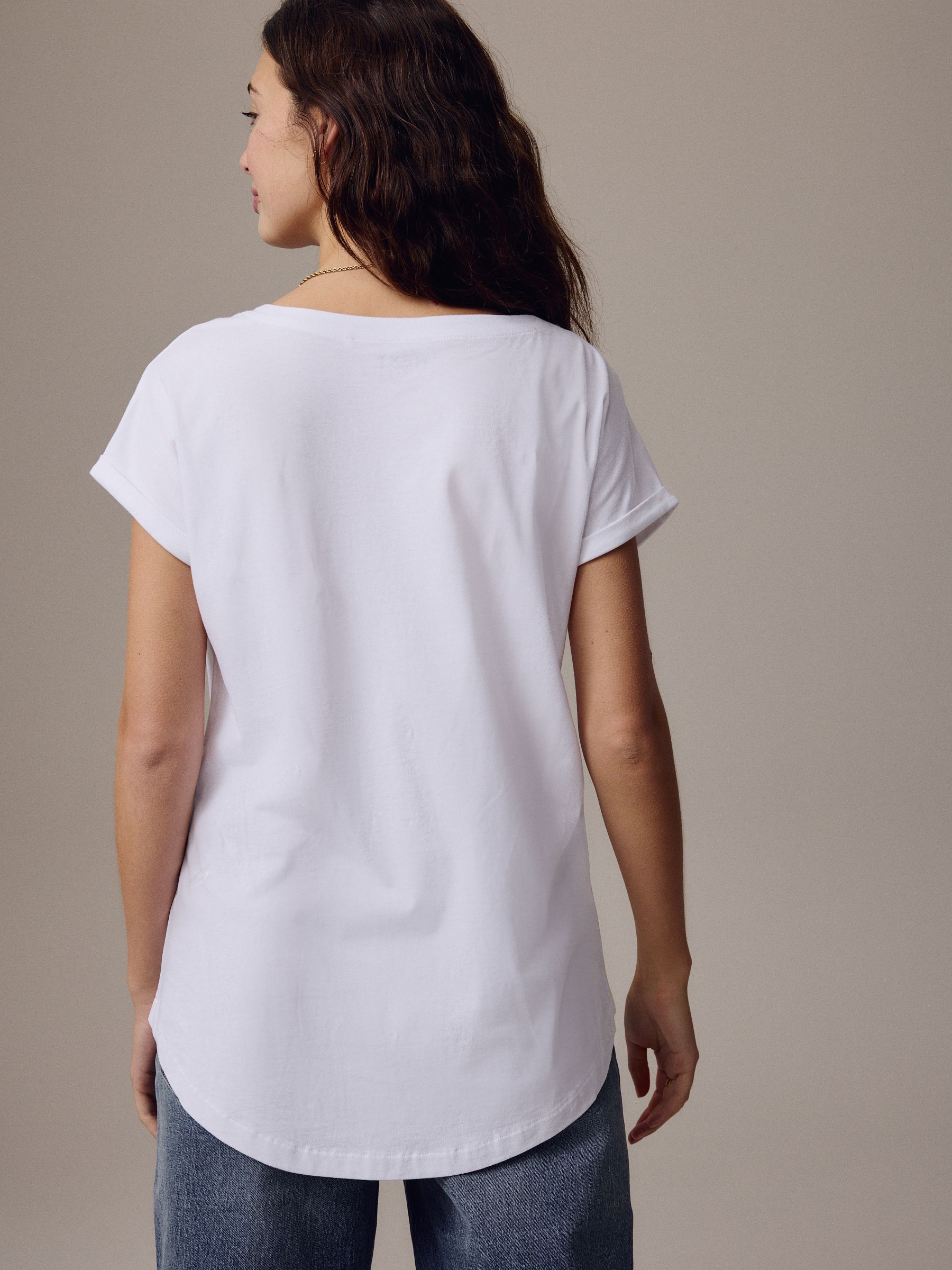 Wit - T-shirt met kapmouwtjes