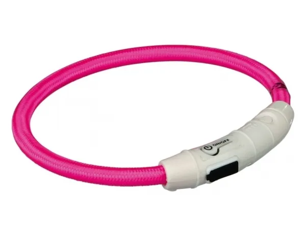 TRIXIE Halsbånd - LED - Nylon - Lyserød / Pink - XS-S - 350 mm - Lyshalsbånd - 12706