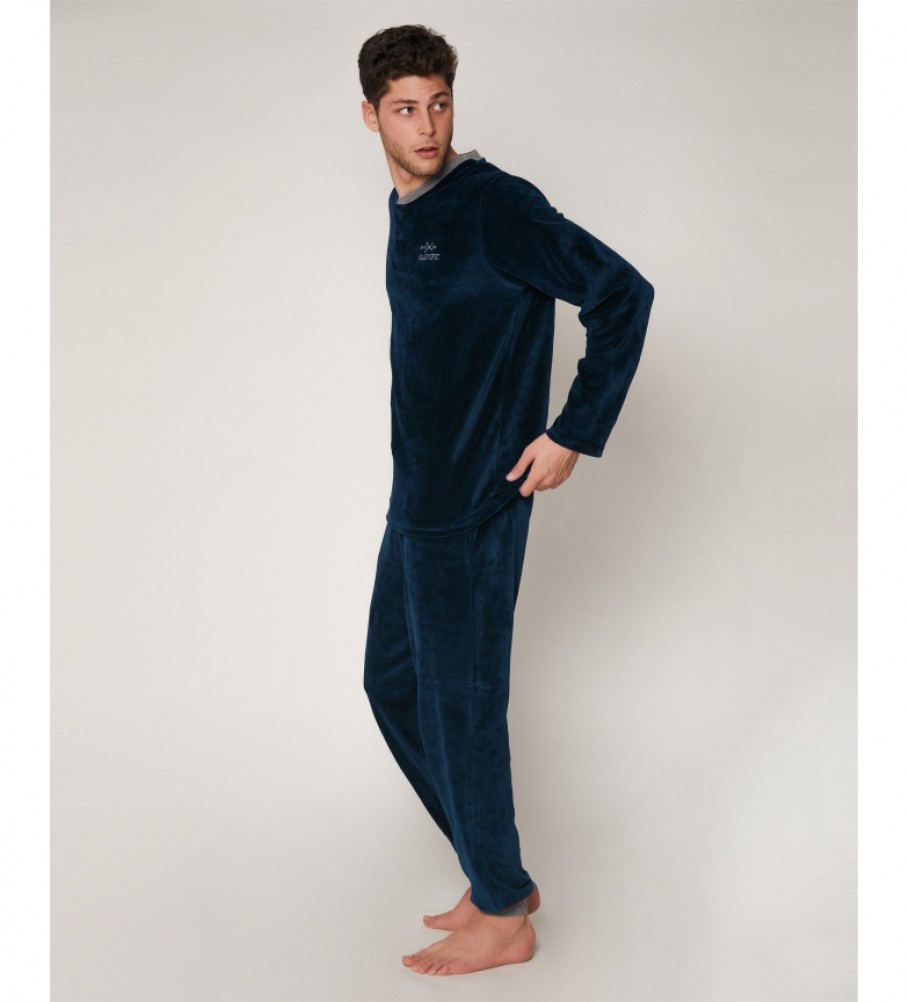 Pijama Admas Velor Home Azul Marinho