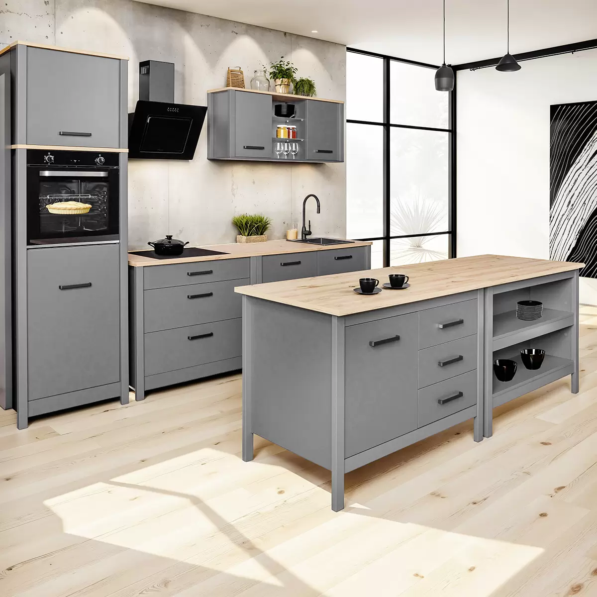 Geräte-Hochschrank Veneto anthrazit,Artisan Eiche