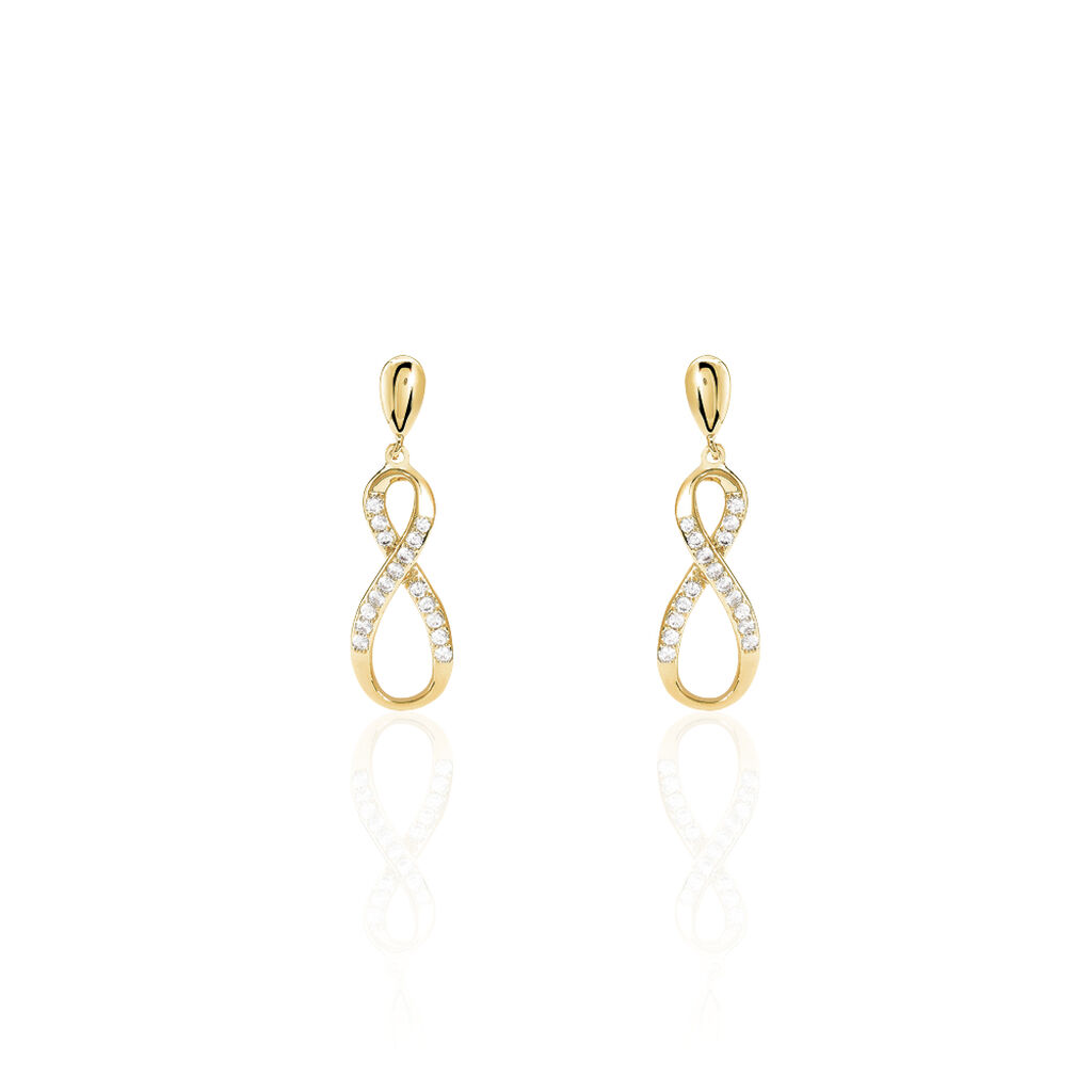 Boucles D'oreilles Pendantes Dunya Plaqué Or Jaune Oxyde De Zirconium