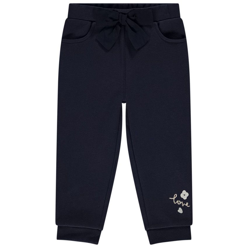 Jogging doublé velours et brodé Love pour bébé fille - Bleu marine