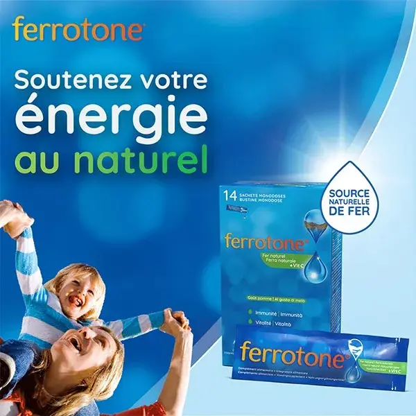 FERROTONE Maçã - 14 sachês de dose única