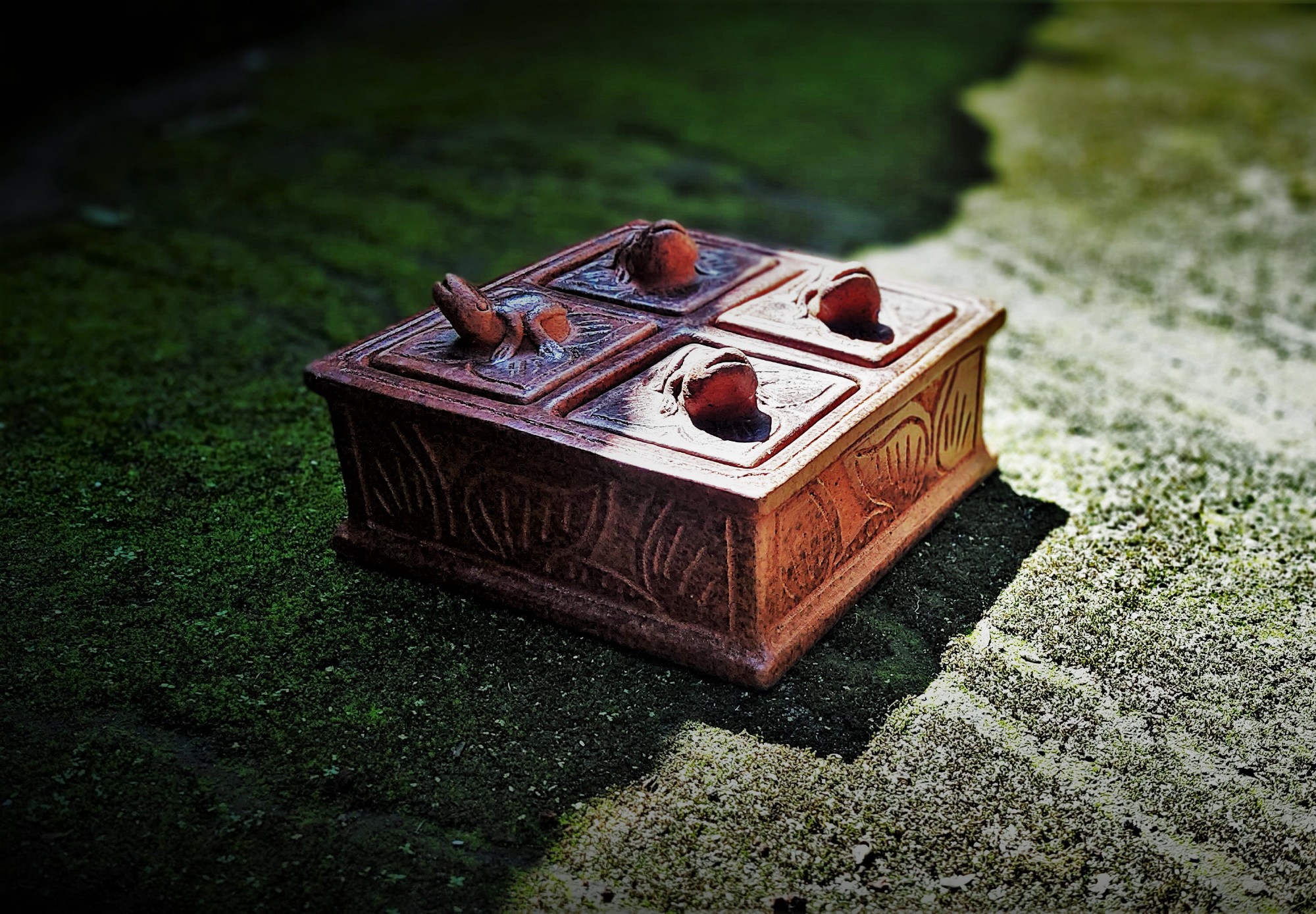 4er Schatulle 'Frog', aus Terrakotta, B 17 cm, L 17 cm, H 9 cm von fischer's lagerhaus