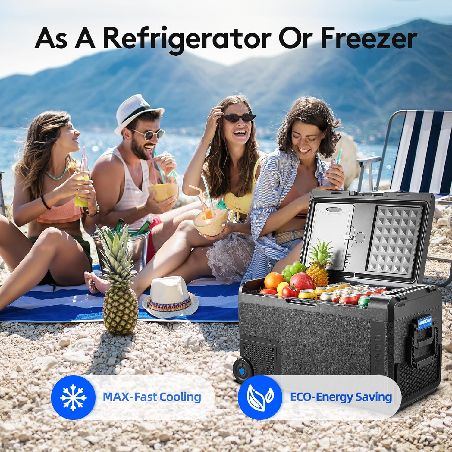 AAOBOSI Kompressor Kühlbox 38L, Kühlbox Auto -20°C bis 20°C, Robuste Kühlbox 12V 230V für Autos, Lastwagen, Boote, Wohnmobile, Camping und Angeln