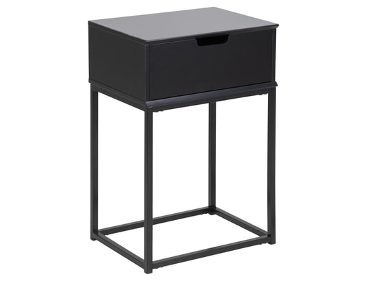 TOILINUX - Table de chevet 1 tiroir en mdf et métal - noir