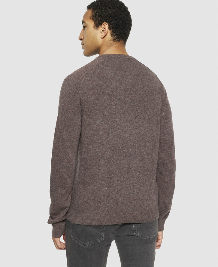 Knowledge Cotton Apparel O-neck wool knit - RWS Demitasse (brown)