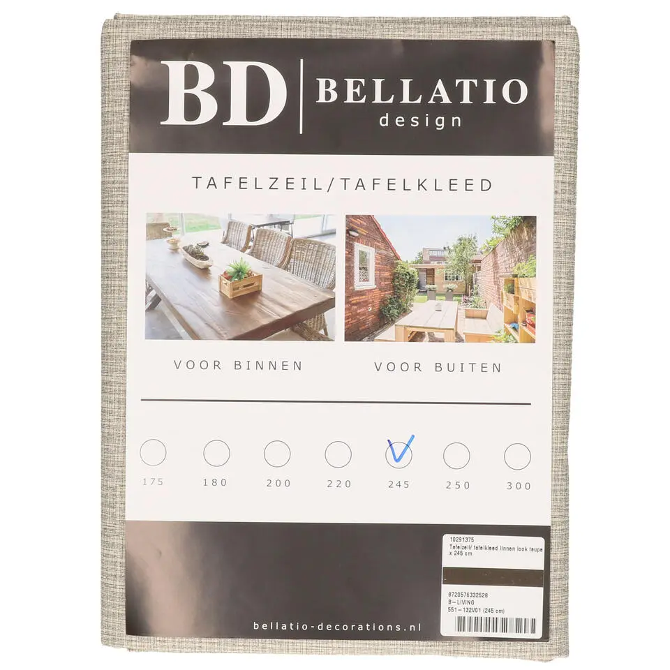 Bellatio design Tafelzeil - taupe - linnen look - 140 x 245 cm