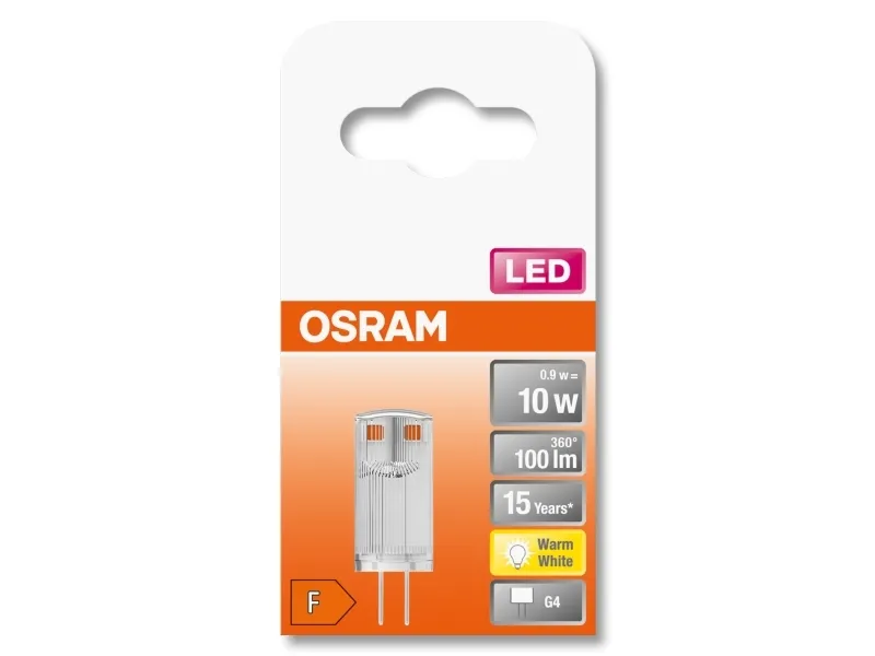 OSRAM PIN - LED-lyspære - form: T12 - G4 - 0.9 W (tilsvarende 10 W) - klasse F - varmt hvidt lys - 2700 K